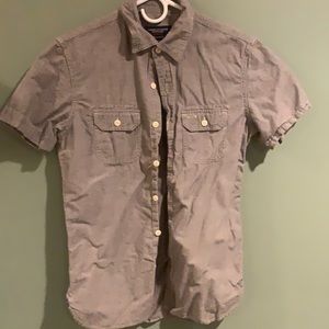 AE men XS extra small grey button-up shortsleeved resort shirt vintage fit
